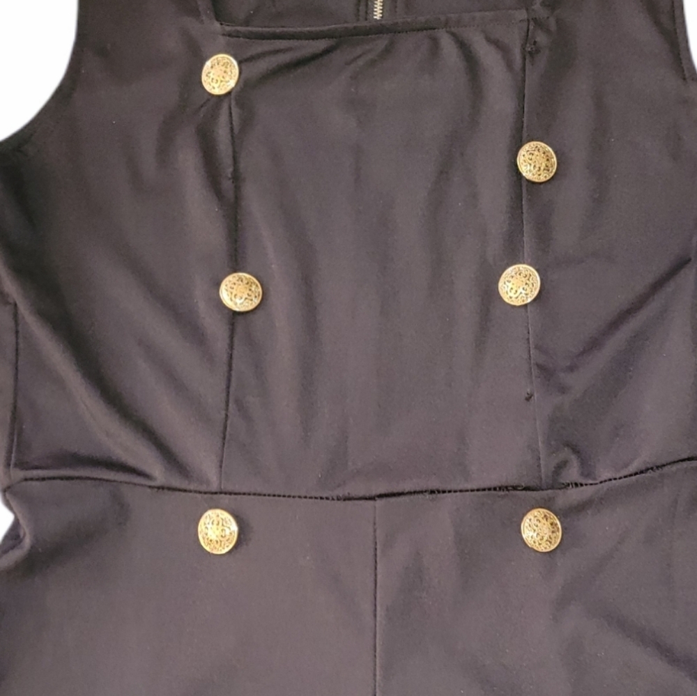 Black short romper with gold buttons - Picture 3 of 4